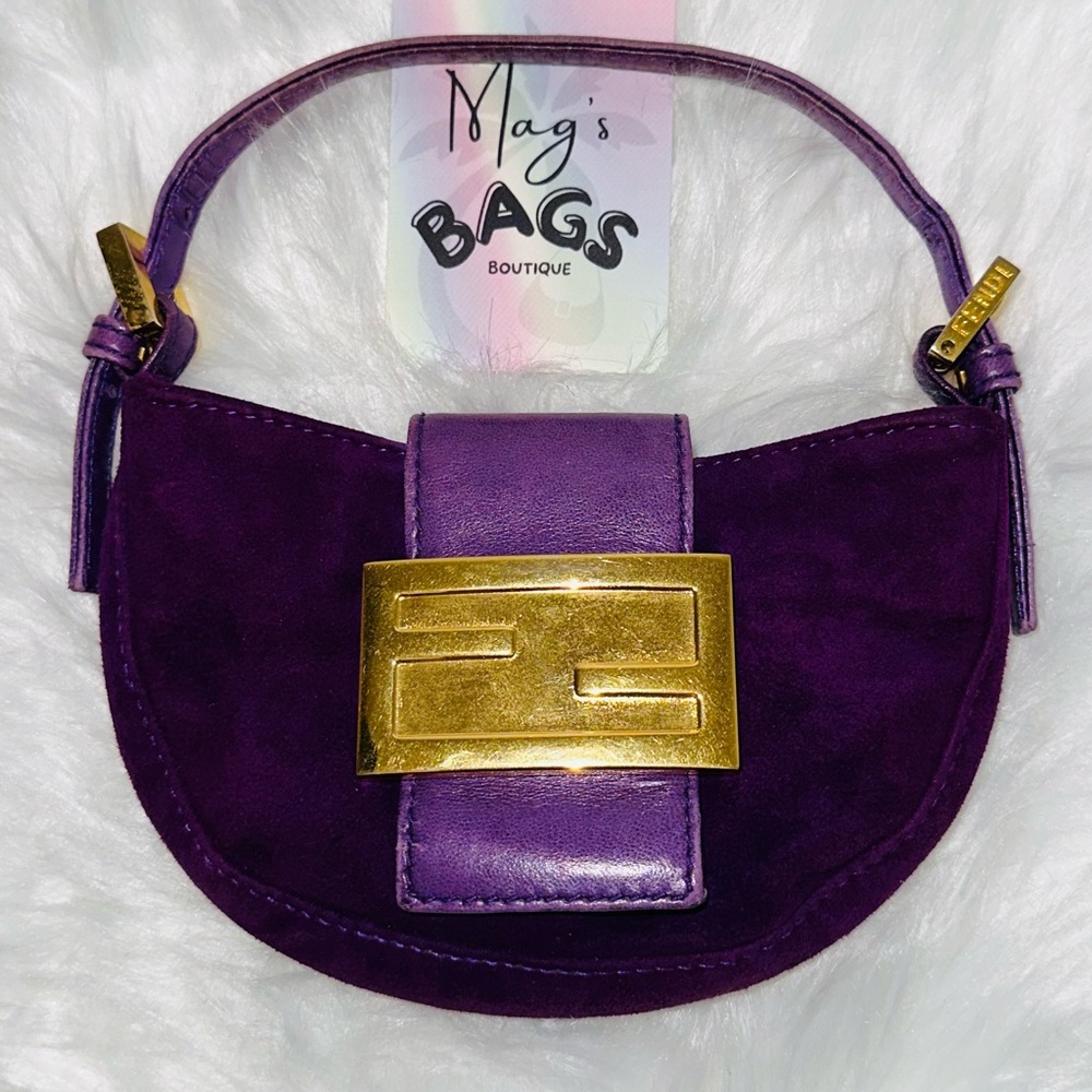 Fendi: Suede Logo FF Mini Tote Bag - Picture 3 of 16